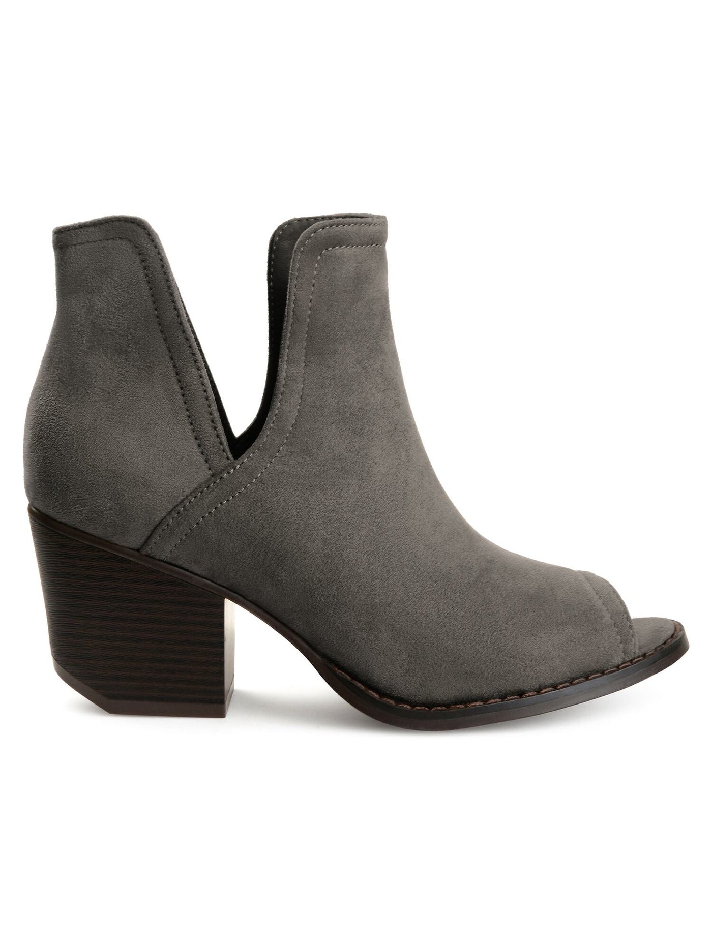 JOURNEE COLLECTION Womens Gray Side-Splits Jordyn Round Toe Block Heel Slip On Booties 8.5