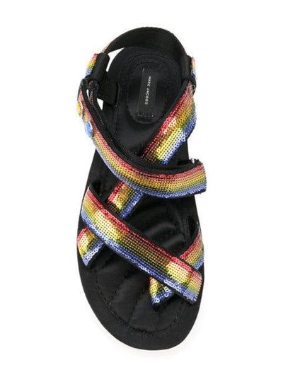 MARC JACOBS Womens Black Sequined Comfort Comet Round Toe Sandals Shoes