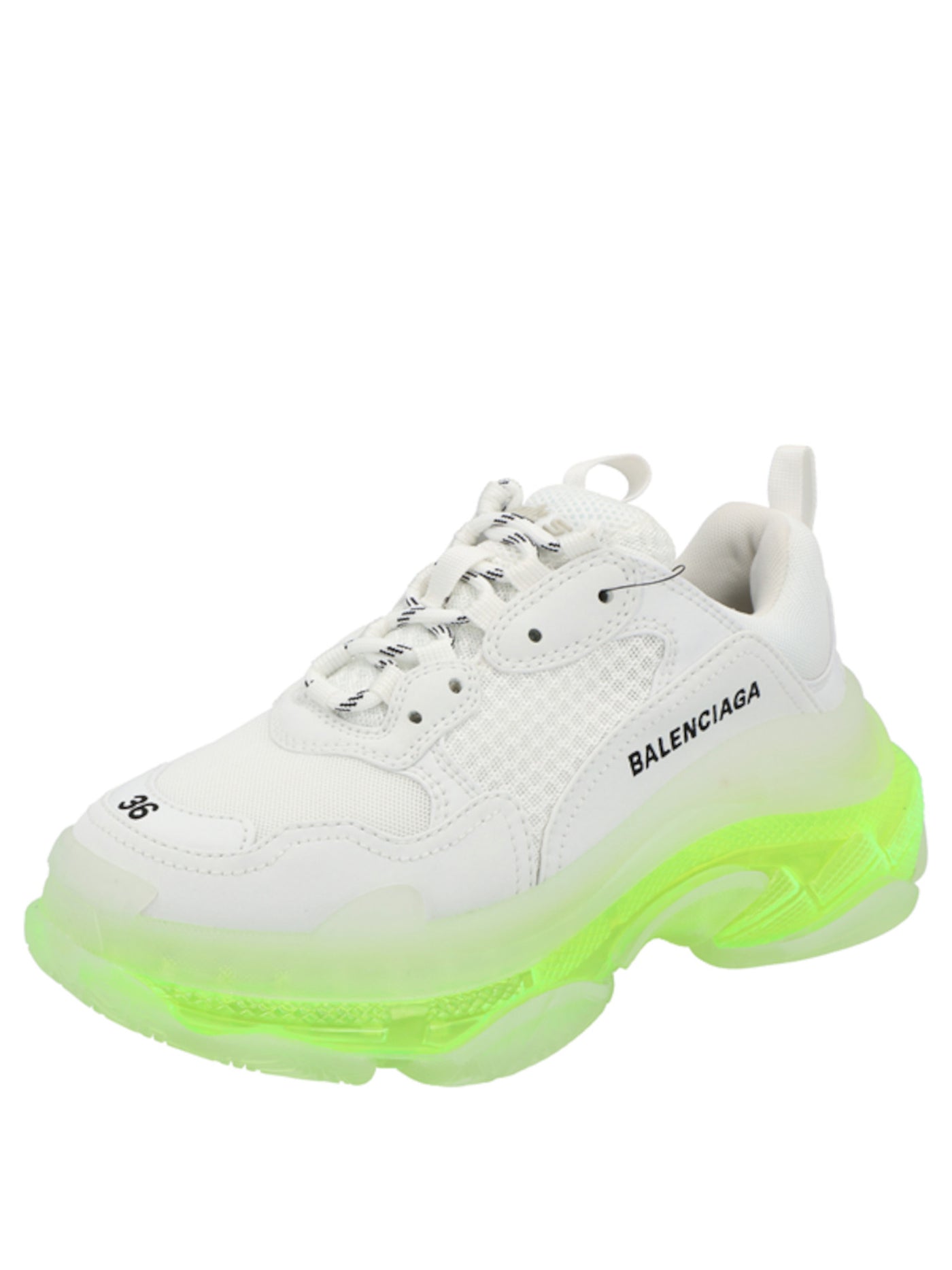 BALENCIAGA Womens White Logo Removable Insole Comfort Triple S Round Toe Lace-Up Athletic Sneakers Shoes 7