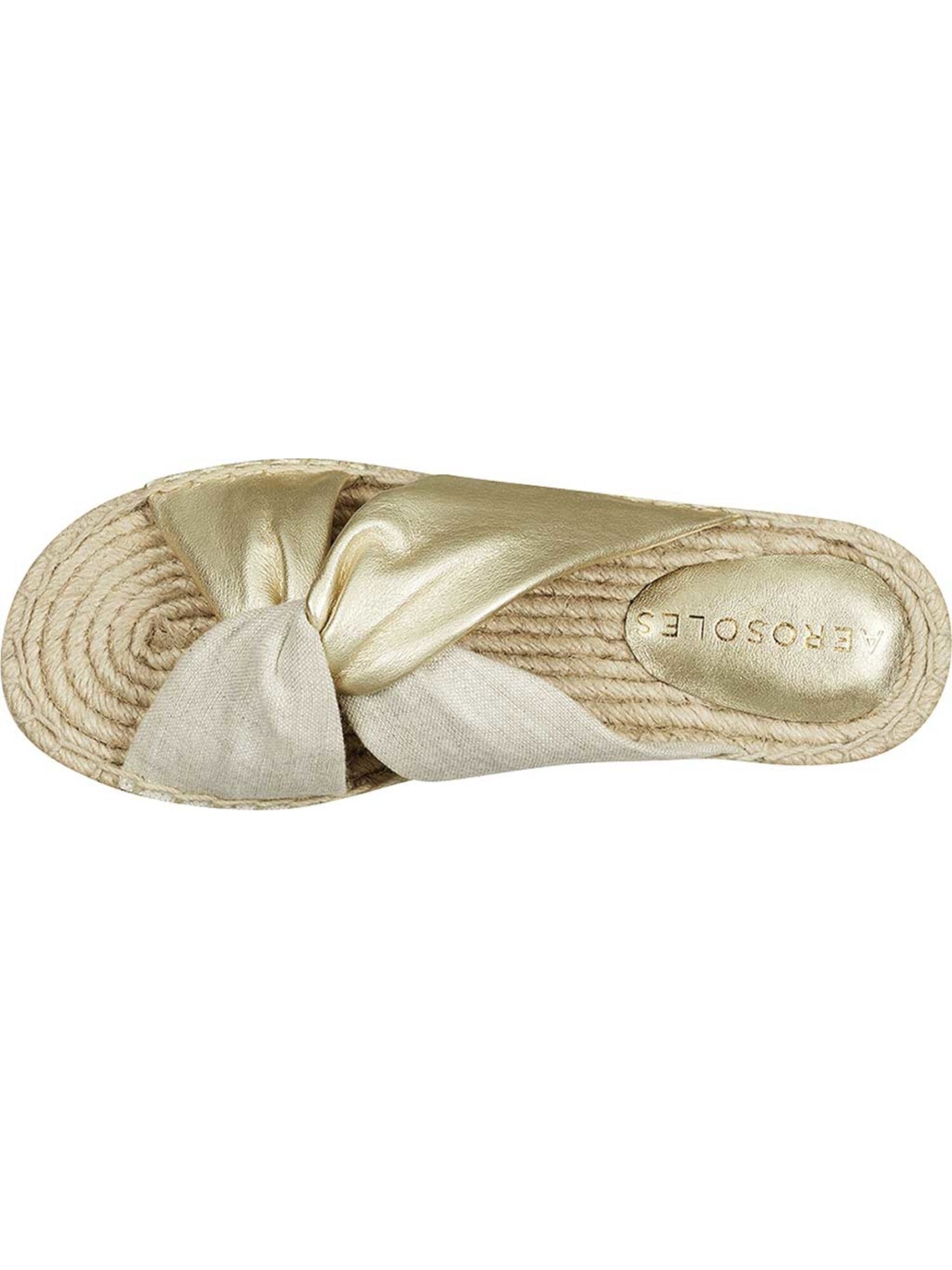 AEROSOLES Womens Gold 1/2" Platform Knotted Core Comfort Technology Cushioned Paramus Round Toe Platform Slip On Espadrille Shoes 7 M