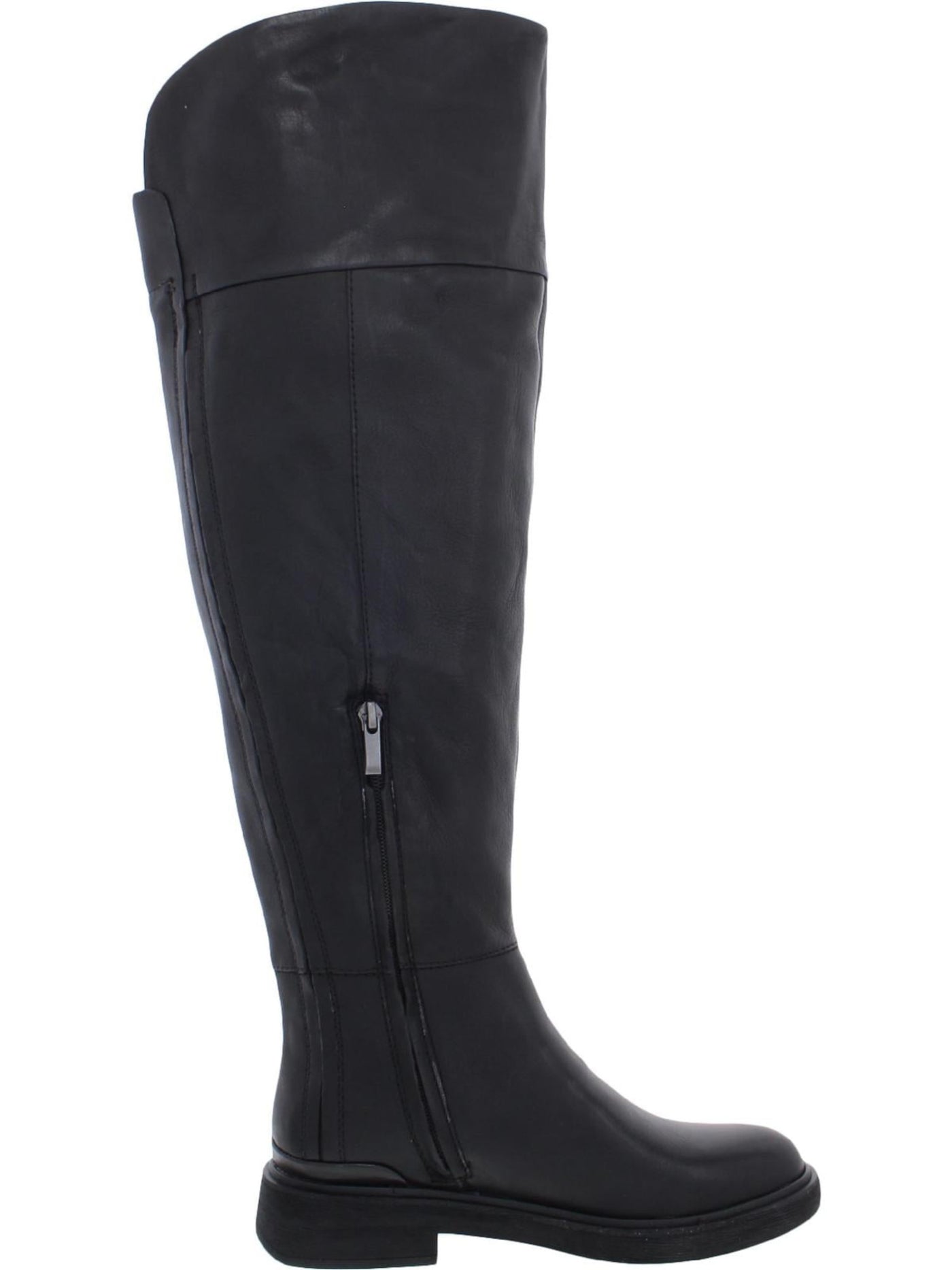 FRANCO SARTO Womens Black Cushioned Battina Round Toe Block Heel Zip-Up Leather Riding Boot 8.5 M