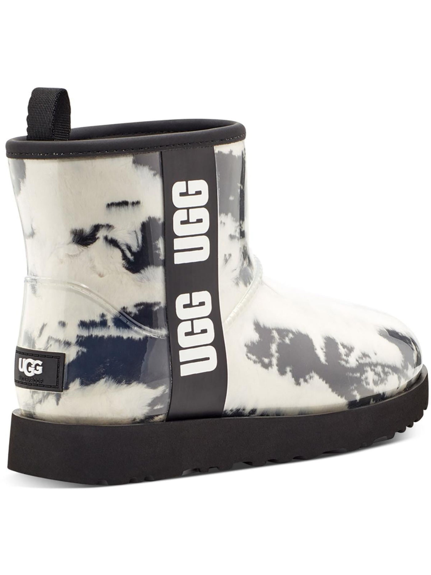 UGG Womens Black Colorblocked Stripe Clear Marbled Padded Heel Pull-Tab Waterproof Removable Insole Mini Marble Round Toe Wedge Booties 5