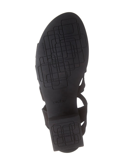 ARCHE Womens Black Strappy Padded Vayage Round Toe Block Heel Lace-Up Leather Dress Slingback Sandal