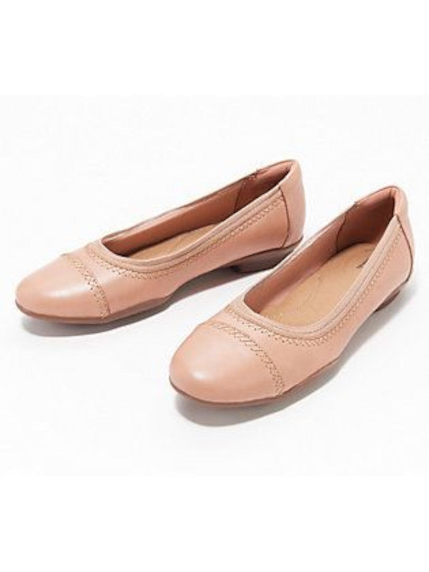 COLLECTION BY CLARKS Womens Pink Arch Support Padded Sara Bay Almond Toe Slip On Leather Flats Shoes 9.5 M