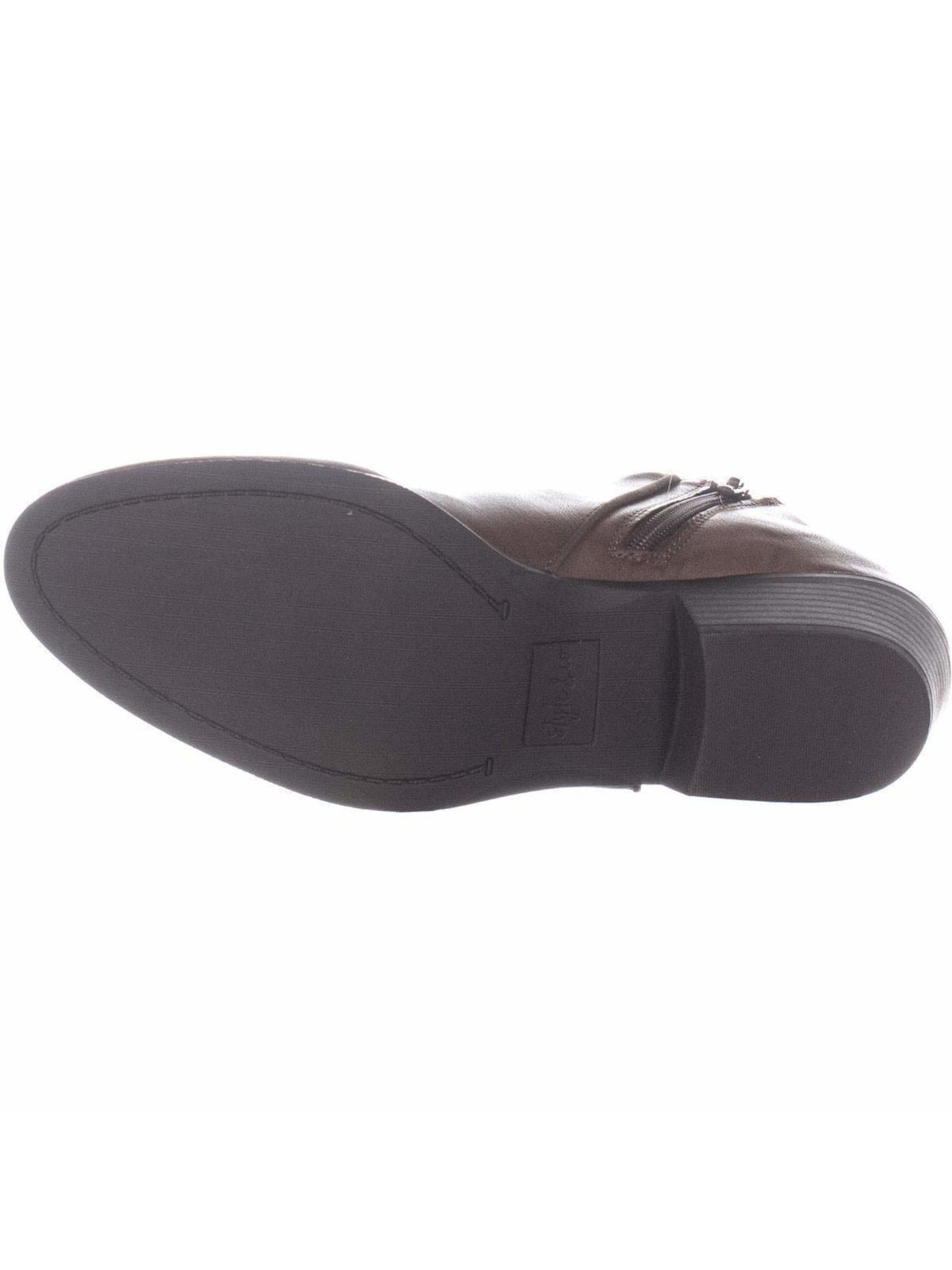 STYLE & COMPANY Womens Brown Padded Comfort Wileyy Almond Toe Block Heel Zip-Up Booties