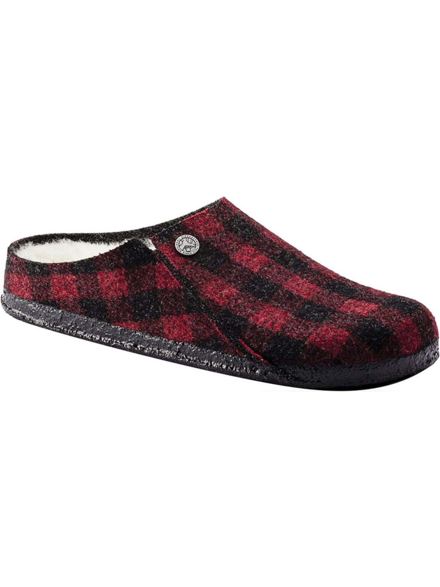 BIRKENSTOCK Womens Red Plaid Comfort Removable Insole Zermatt Round Toe Platform Slip On Slippers Shoes 7