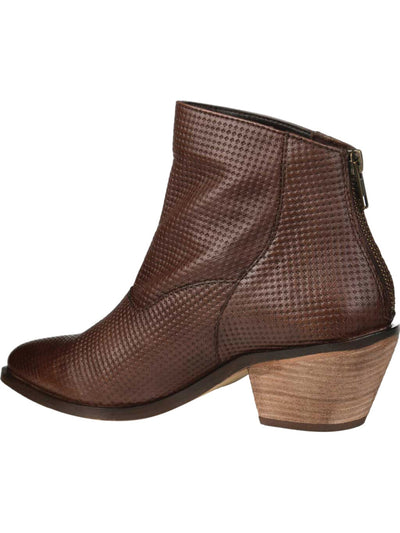 JOURNEE SIGNATURE Womens Brown Cushioned Cassie Almond Toe Stacked Heel Zip-Up Booties 9 M