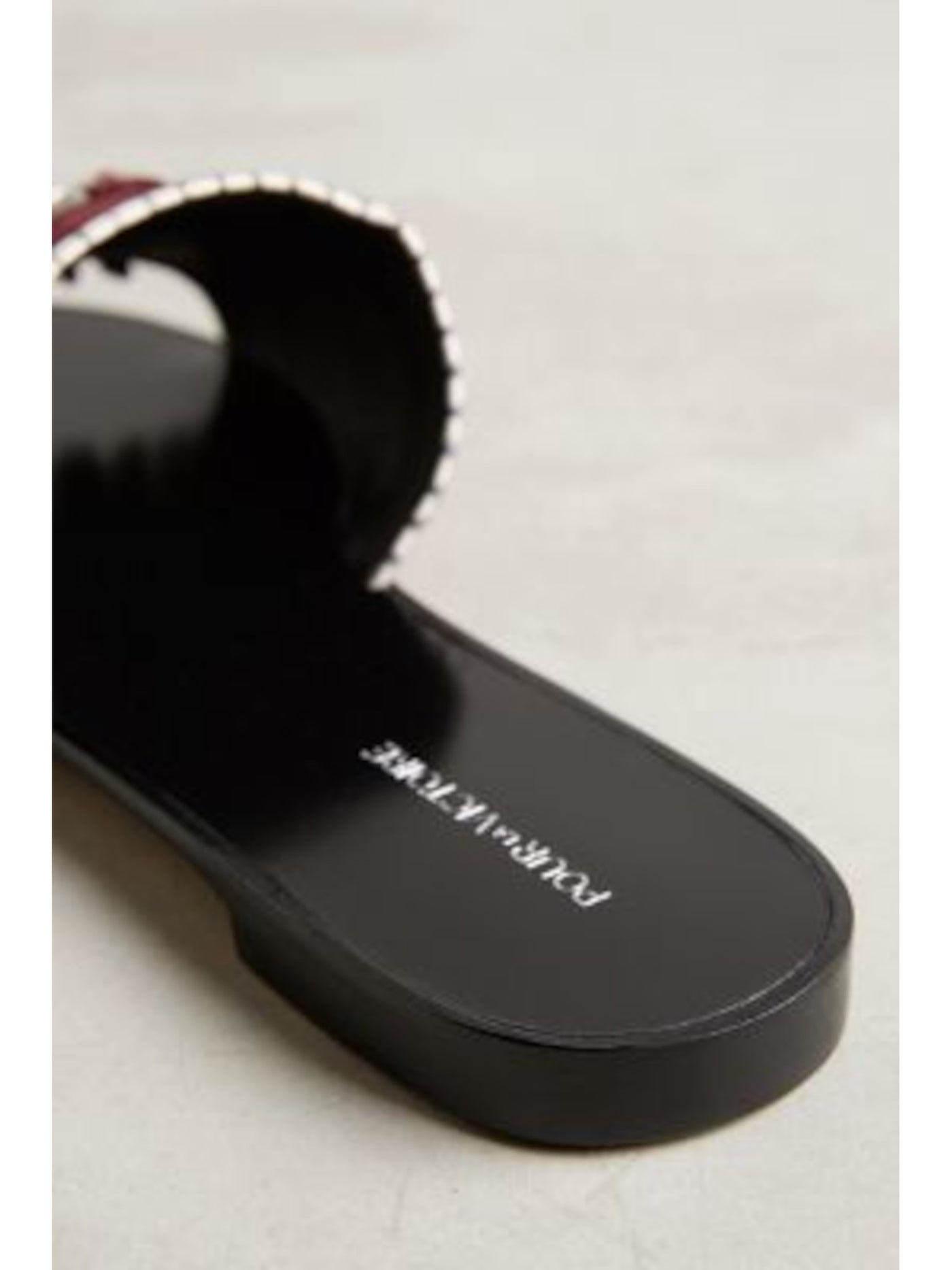 POUR LA VICTOIRE Womens Sangria Multi Maroon Mixed Media Tasseled Lakess Round Toe Slip On Leather Slide Sandals Shoes 8.5