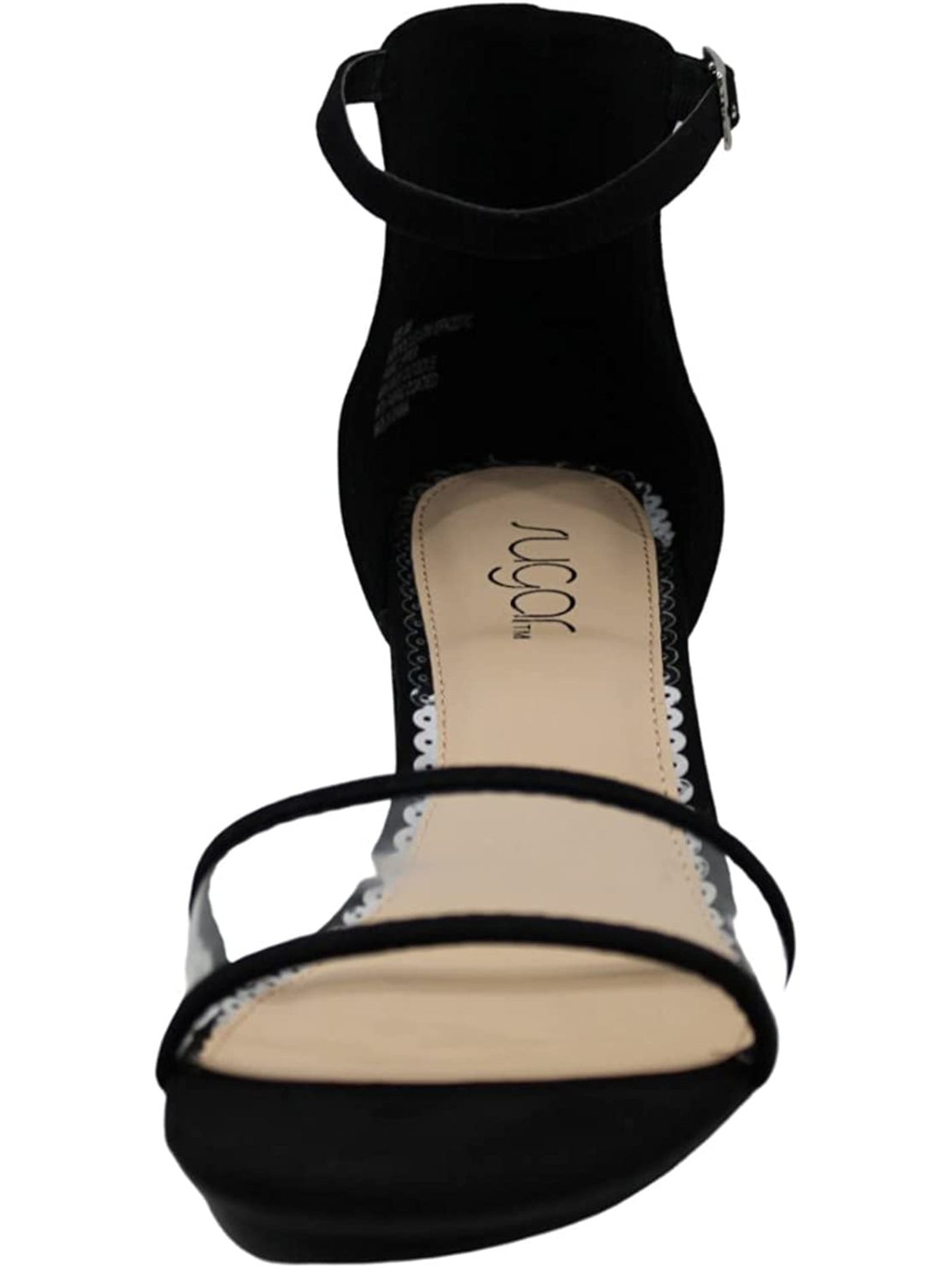 SUGAR Womens Black Padded Comfort Noelle Round Toe Buckle Dress Sandals 9.5 M