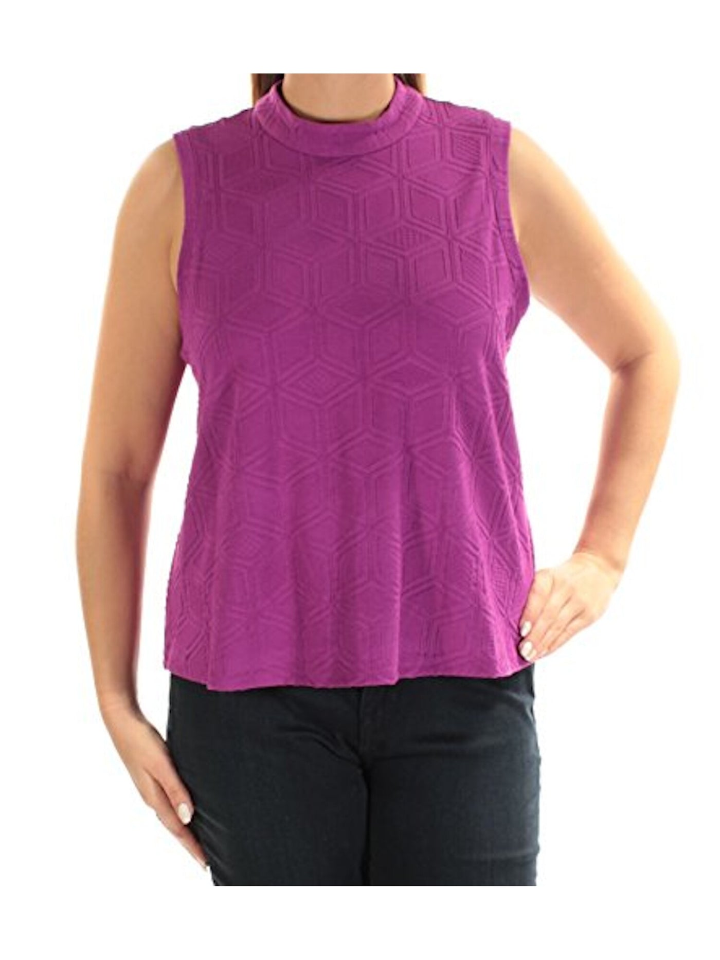 CATHERINE MALANDRINO Womens Purple Sleeveless Crew Neck Top Size: XL
