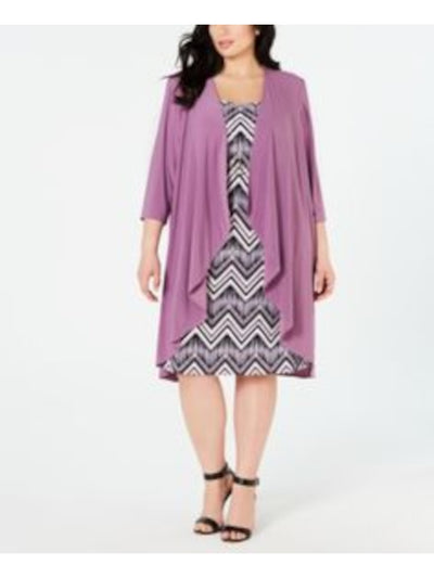 R&M RICHARDS Womens Purple Long Sleeve Open Cardigan Wear To Work Cardigan Plus 22W
