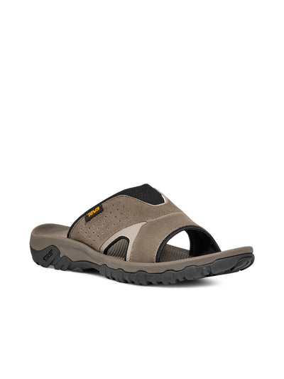 TEVA Mens Beige Color Block Mixed Media Traction Padded Water Resistant Katavi 2 Open Toe Slip On Leather Slide Sandals Shoes 13