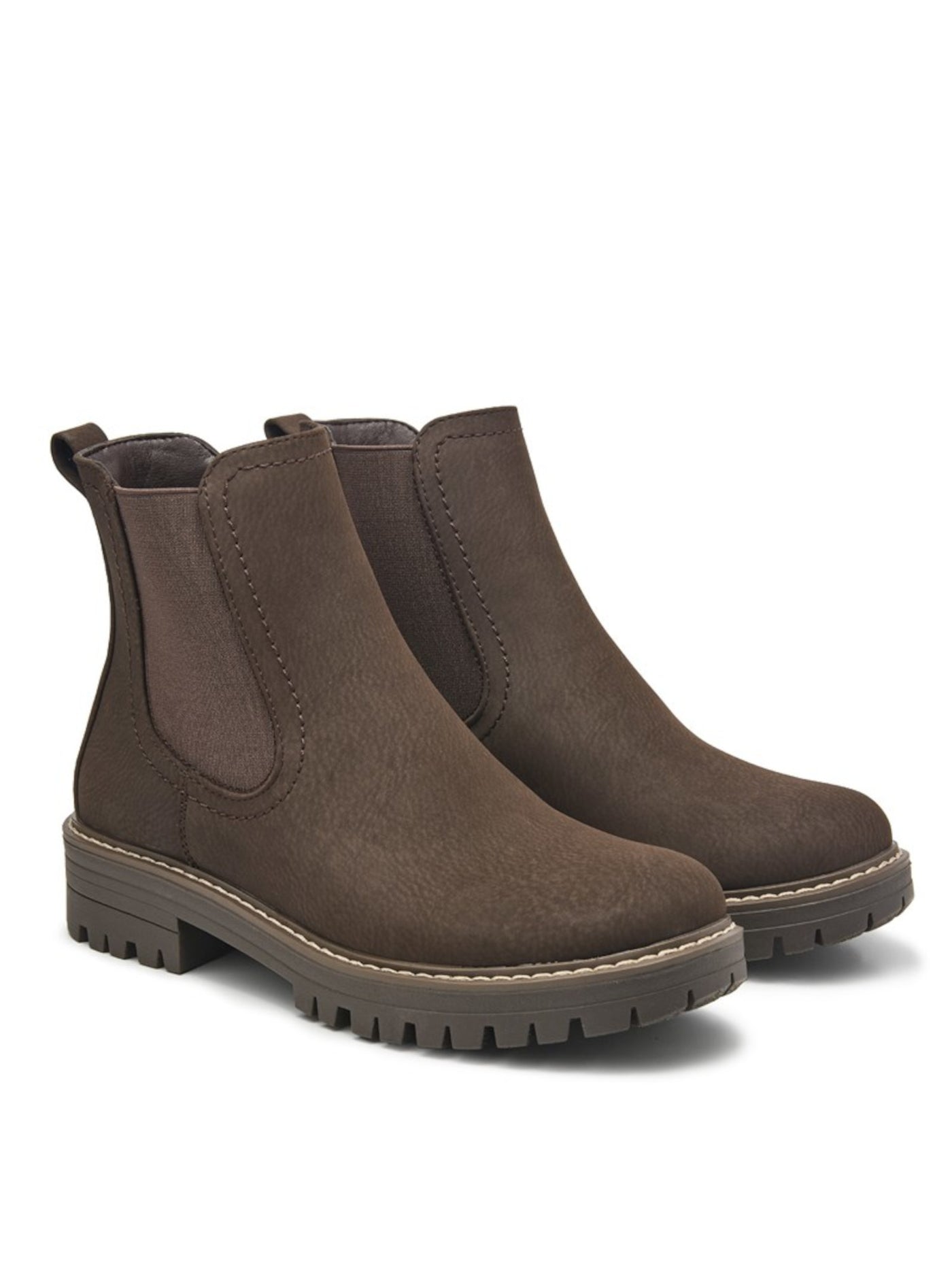 CLIFFS BY WHITE MOUNTAIN Womens Brown Heel Pull-Tab Lug Sole Goring Cushioned Mastery Round Toe Chelsea Boot 8 M