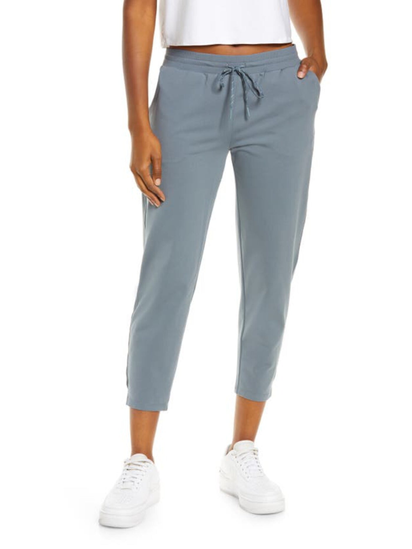 BAM BY BETSY & ADAM Womens Blue Stretch Pocketed Draw String Waist, Tapered Lounge Pants S