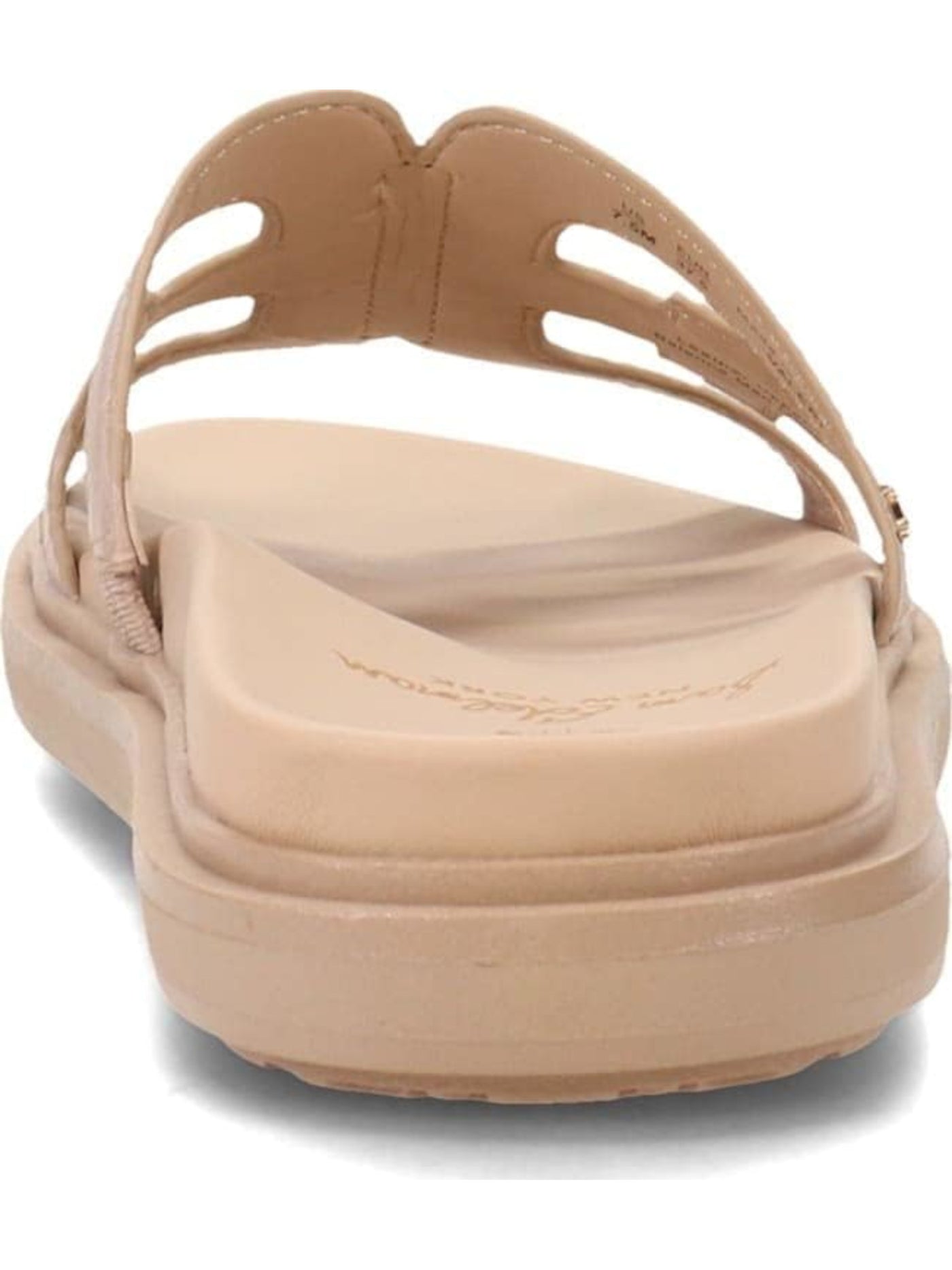 SAM EDELMAN NEW YORK Womens Beige Logo Croc Embossed Stretch Straps Cut Out Comfort Valeri Round Toe Wedge Slip On Leather Slide Sandals Shoes 7.5 M