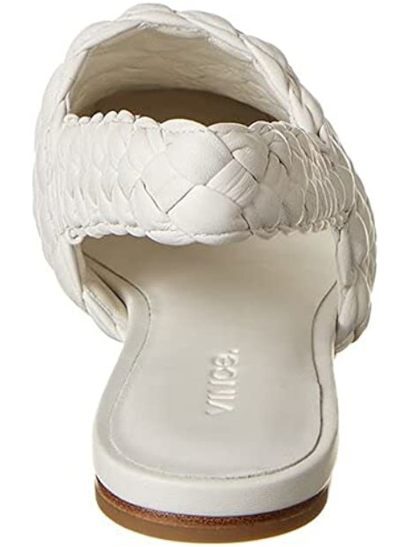 VINCE. Womens White Slingback Elastic Goring Woven Padded Cadot Square Toe Block Heel Slip On Leather Flats Shoes 10 M