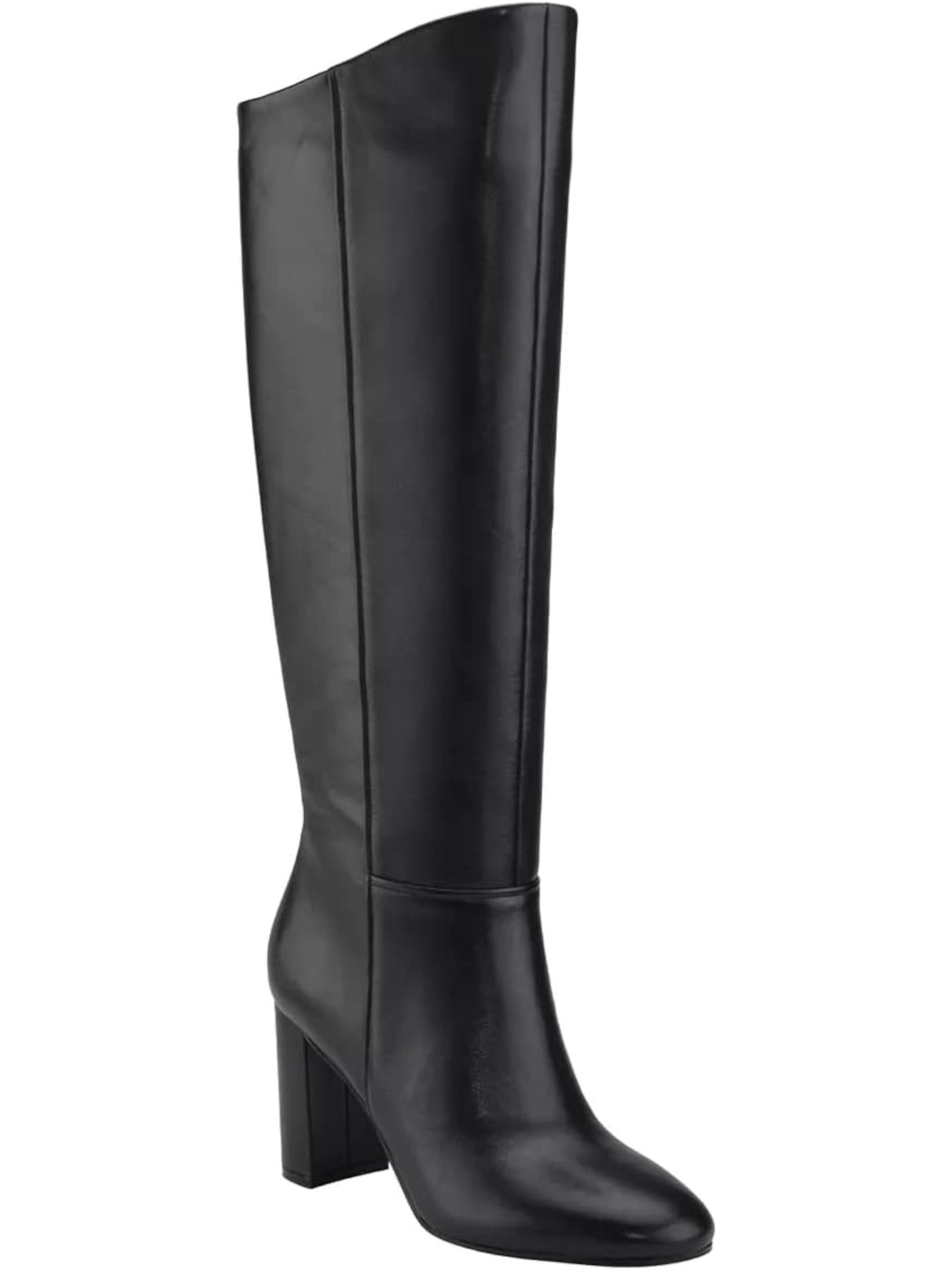 CALVIN KLEIN Womens Black Comfort Almay Round Toe Block Heel Zip-Up Leather Dress Boots 7 M