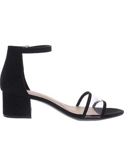 SUGAR Womens Black See-Through Strap Padded Comfort Noelle Round Toe Block Heel Buckle Dress Sandals Shoes 10 M