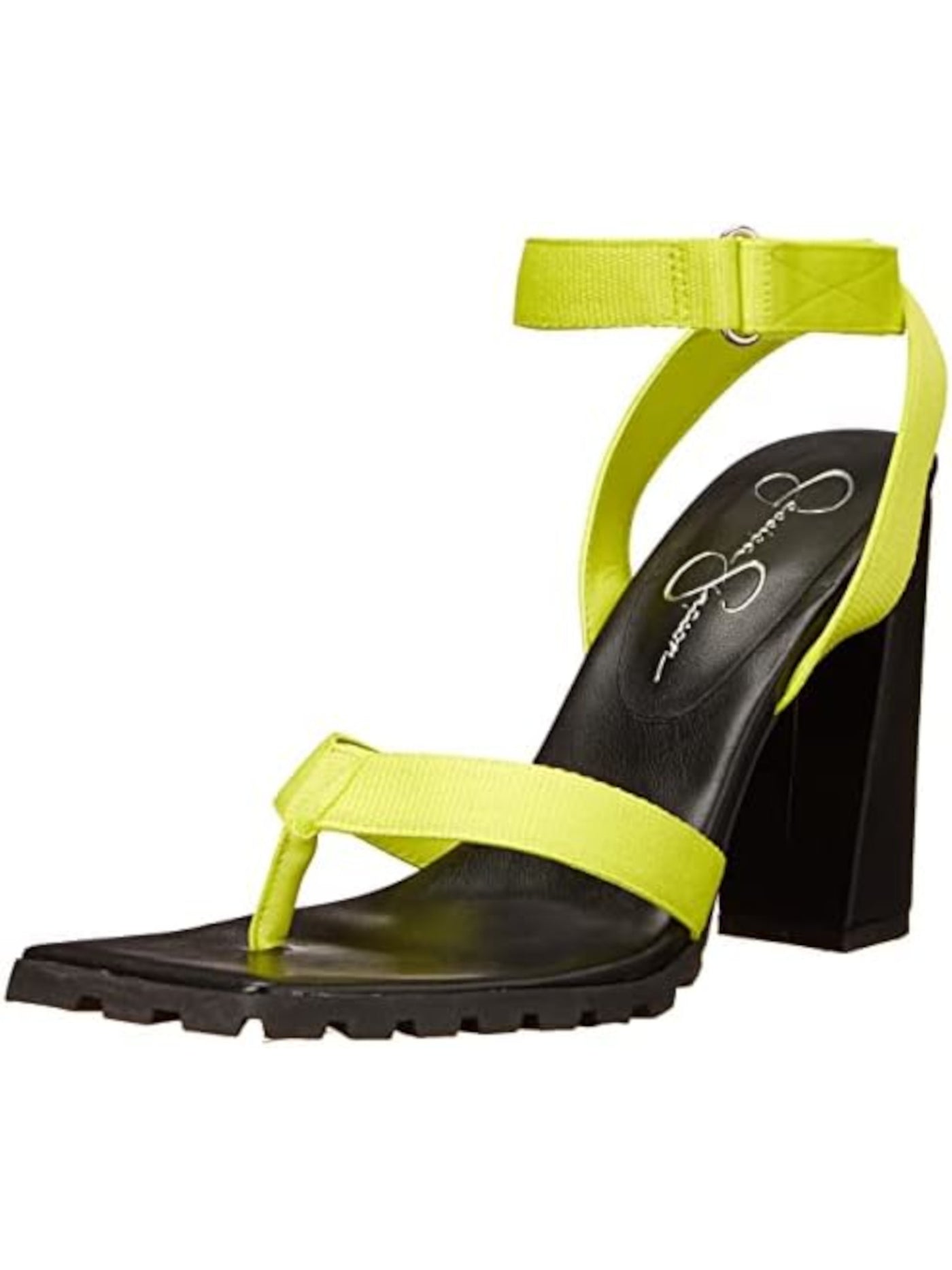 JESSICA SIMPSON Womens Green Ankle Strap Padded T-Strap Lug Sole Kielne Square Toe Block Heel Heeled Sandal 5.5 M