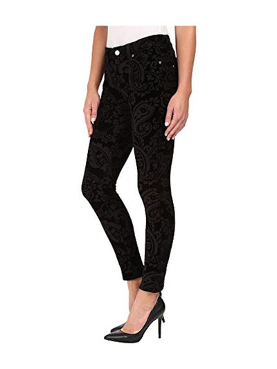 7 FOR ALL MANKIND Womens Black Printed Crew Neck Pants Size: 24 Waist