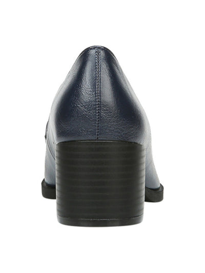 LIFE STRIDE Womens Navy Loafer Inspired Padded Devyn Almond Toe Block Heel Slip On Pumps 5.5 M