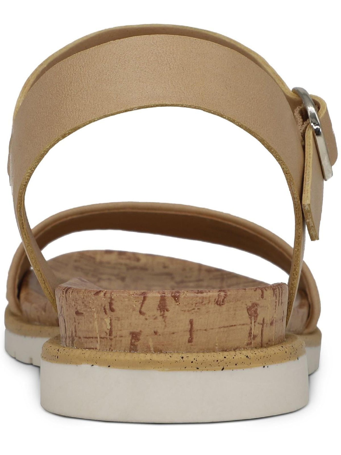 SUN STONE Womens Natural Beige Mixed Media Cushioned Slip Resistant Ankle Strap Mattie Round Toe Wedge Buckle Slingback Sandal 11 M