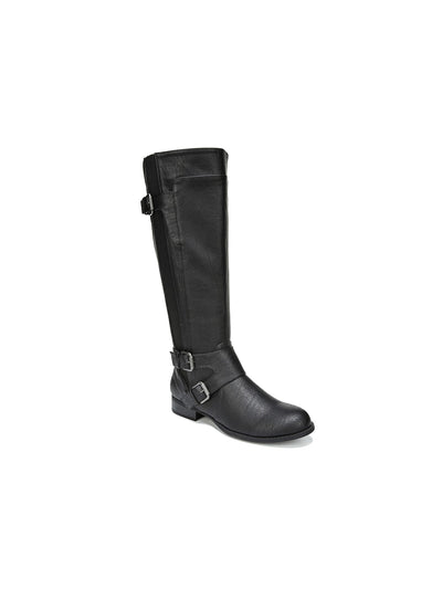 LIFE STRIDE Womens Black Cushioned Buckle Accent Round Toe Stacked Heel Zip-Up Riding Boot 6.5