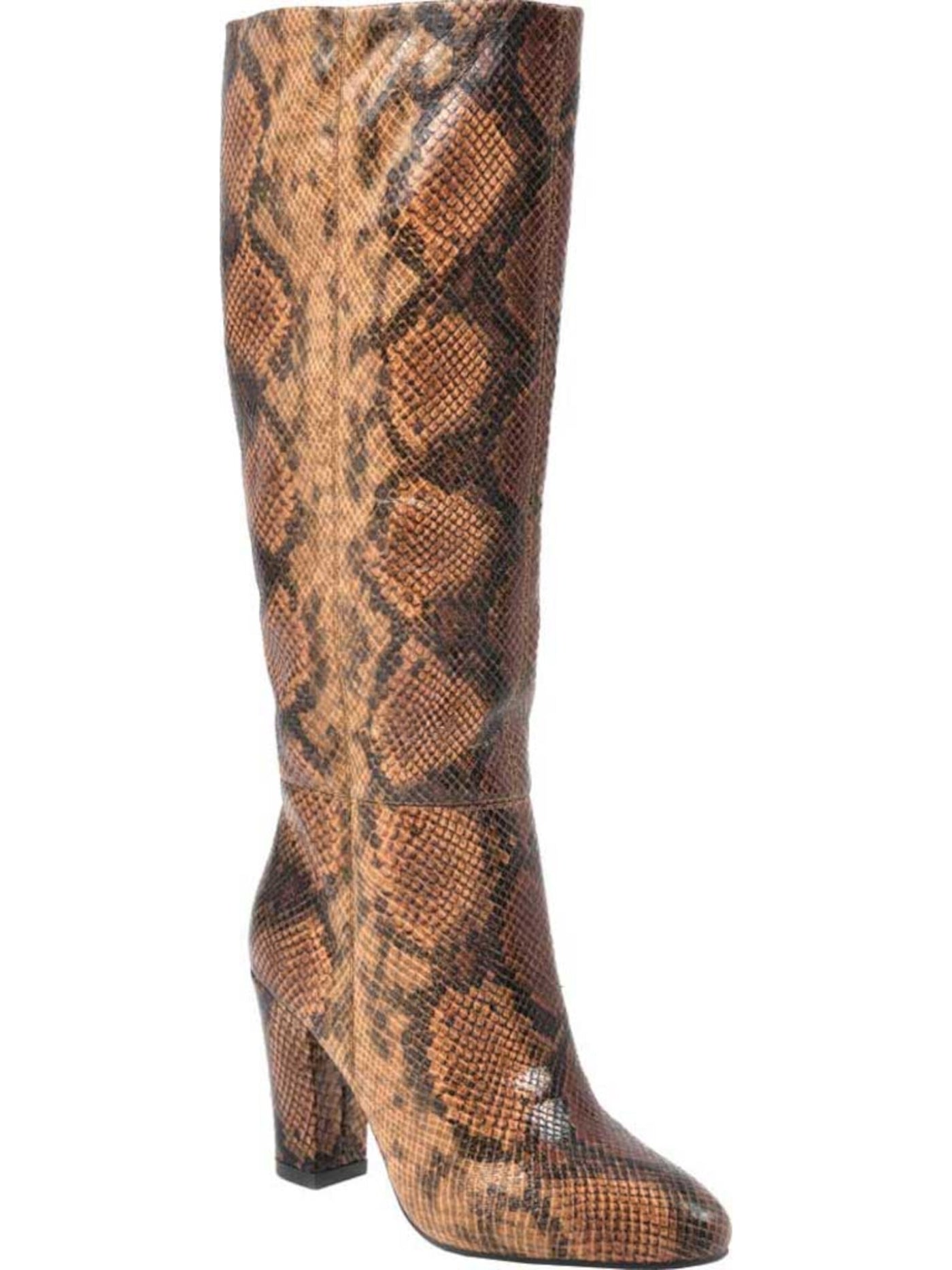 WHITE MOUNTAIN Womens Brown Animal Print Cushioned Almond Toe Sculpted Heel Dress Boots 5