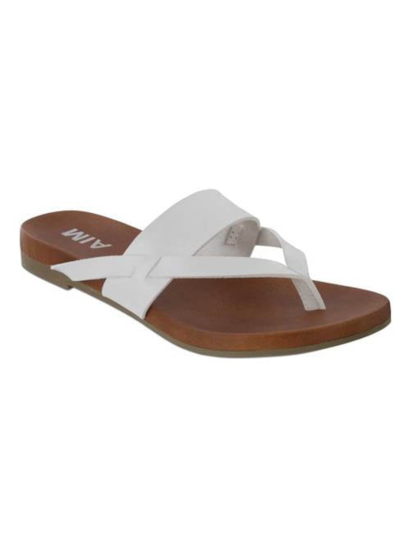 MIA Womens White Woven Cushioned Mariahh Round Toe Slip On Thong Sandals Shoes 6.5 M