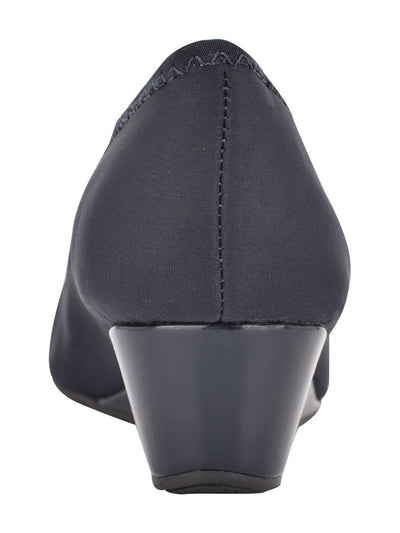 BANDOLINO Womens Navy Metallic Hardware Detail Padded Comfort Tad Almond Toe Wedge Slip On Pumps Shoes 9 M