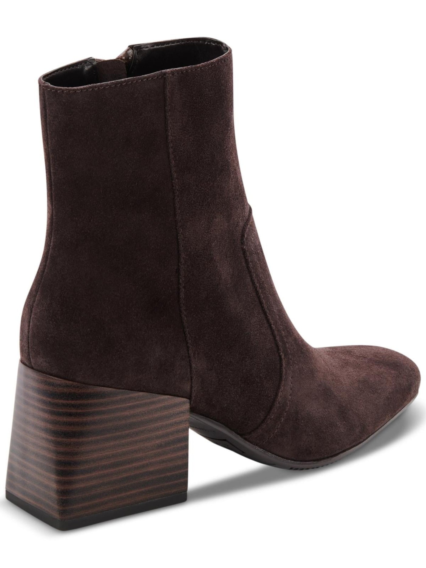 AQUA COLLEGE Womens Brown Waterproof Padded Tora Square Toe Stacked Heel Zip-Up Booties 7 M