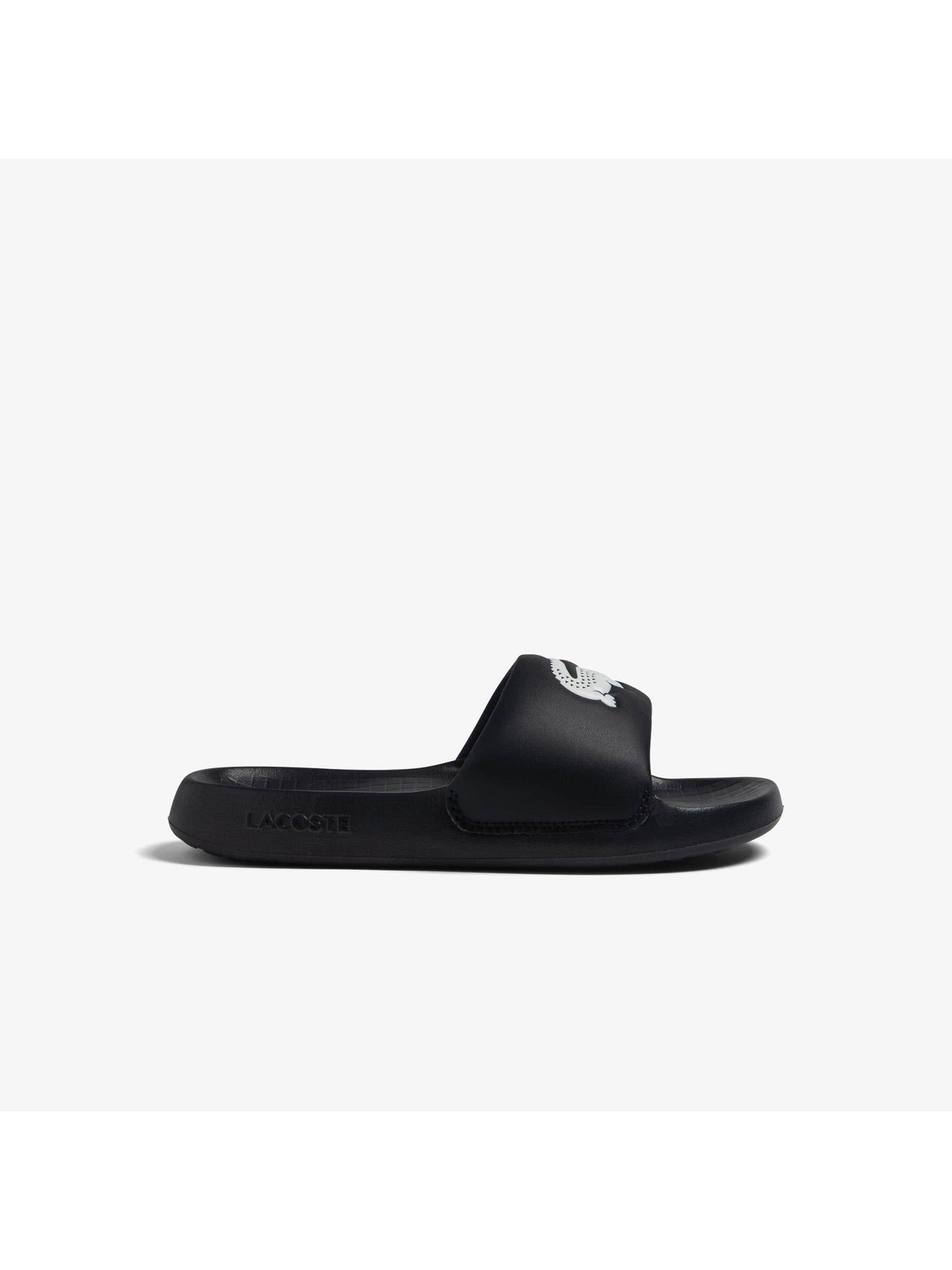 LACOSTE Mens Black Cushioned Croco 2.0 Open Toe Slip On Slide Sandals Shoes 7 M