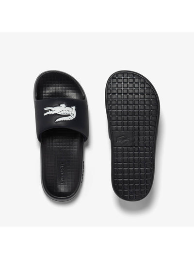 LACOSTE Mens Black Cushioned Croco 2.0 Open Toe Slip On Slide Sandals Shoes M