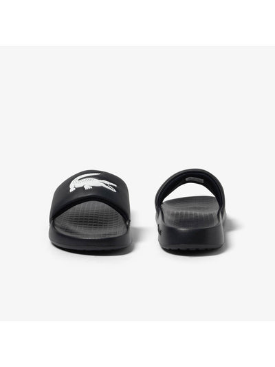 LACOSTE Mens Black Cushioned Croco 2.0 Open Toe Slip On Slide Sandals Shoes 7 M
