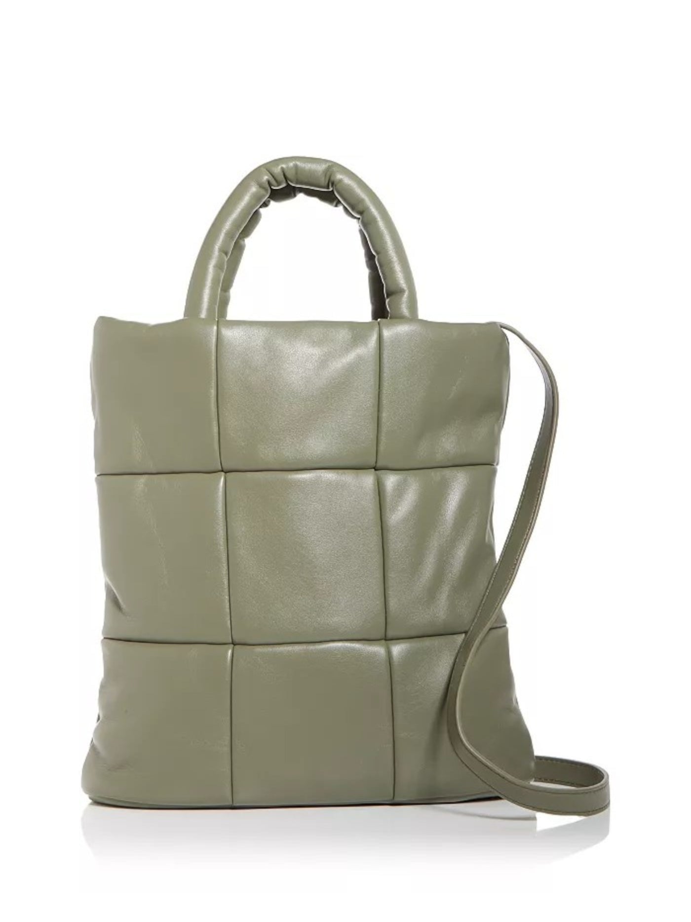 AQUA Women's Green Quilted Solid Double Flat Strap Crossbody Handbag Purse