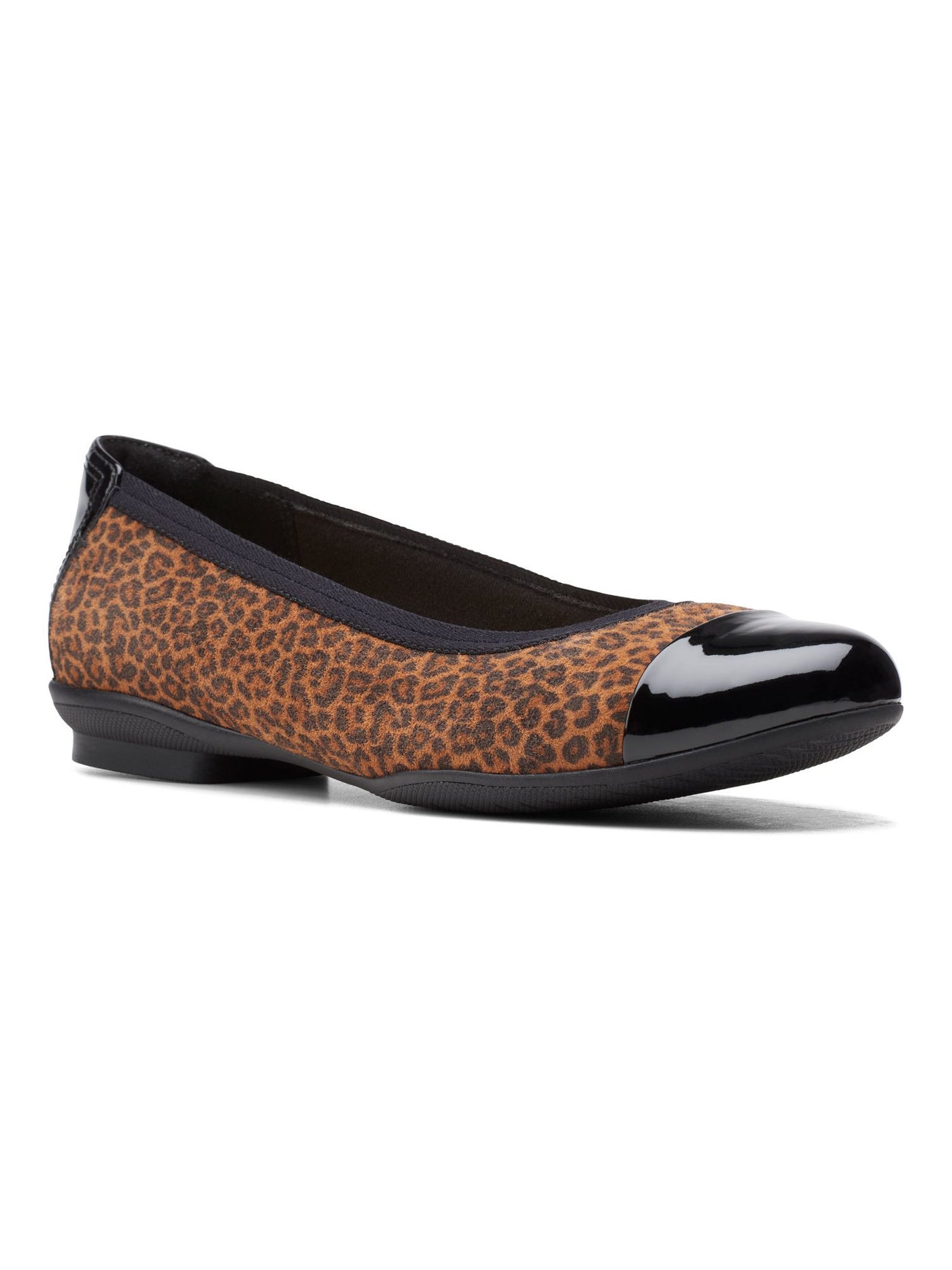 COLLECTION BY CLARKS Womens Orchid Brown Animal Print Cushioned Sara Cap Toe Slip On Leather Dress Flats 9 M