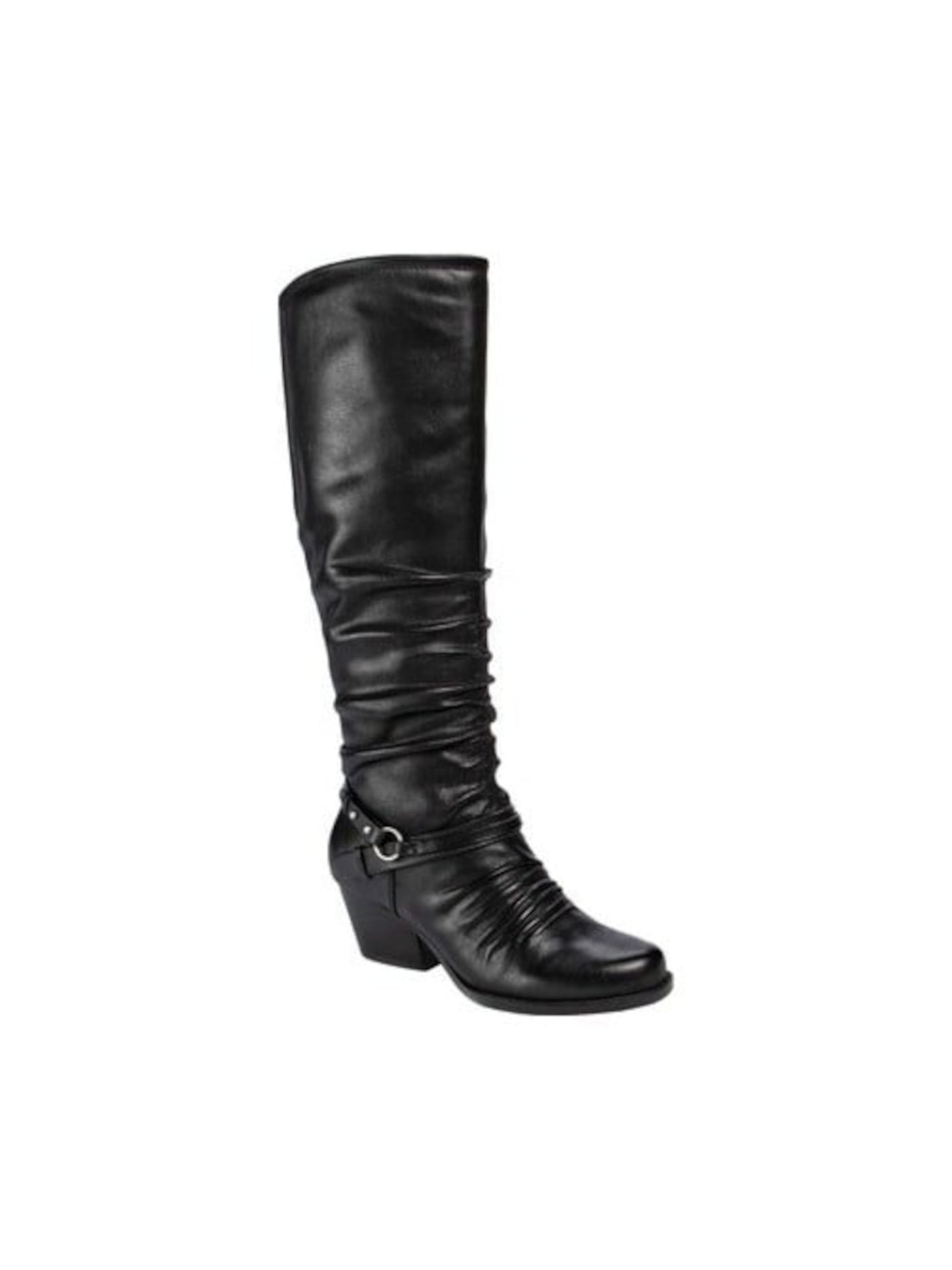 BARETRAPS Womens Black Stretch Gore Metallic Hardware Ruched Cushioned Rinny Round Toe Block Heel Zip-Up Heeled Boots 9 M