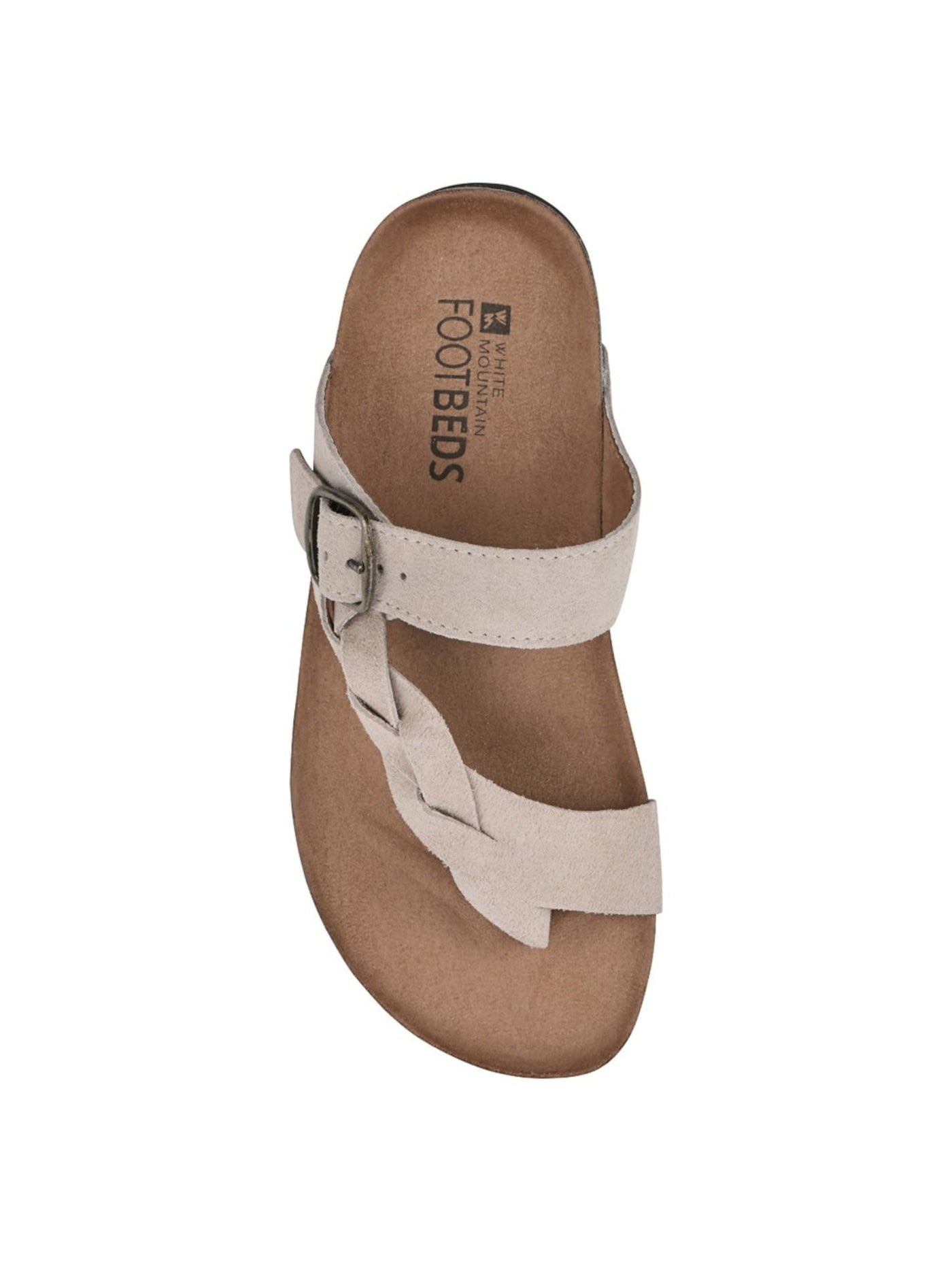 WHITE MOUNTAIN FOOTBEDS Womens Beige Buckle Heel Cup Braided Adjustable Crawford Round Toe Slip On Leather Thong Sandals Shoes 9 M