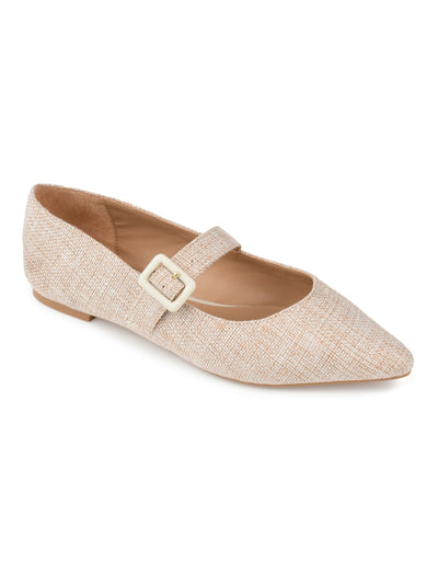 JOURNEE COLLECTION Womens Beige Padded Woven Karissa Pointed Toe Buckle Flats Shoes 9.5