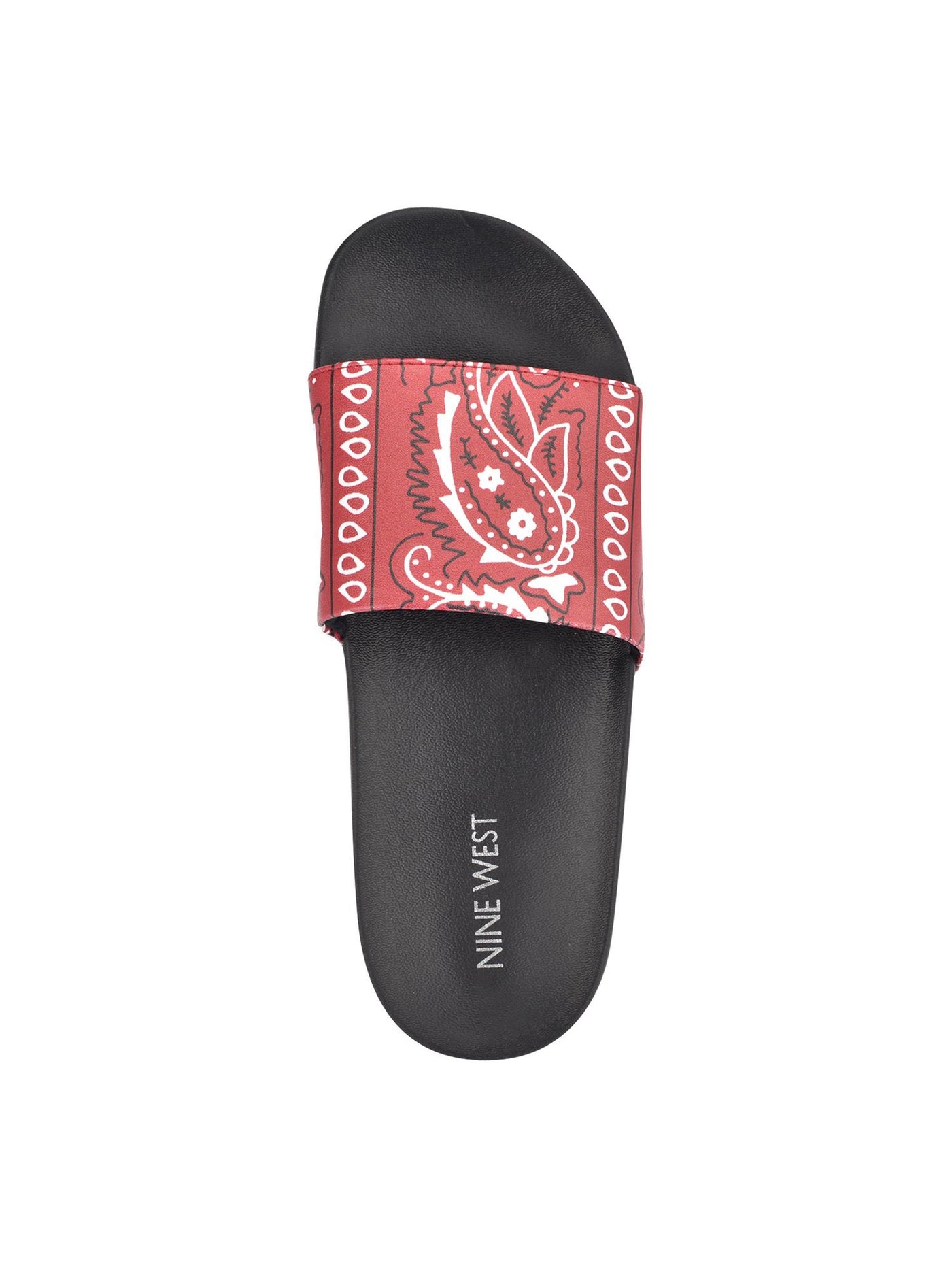 NINE WEST Womens Red Gradient Iridescent Comfort Sandbar Round Toe Wedge Slip On Slide Sandals 8 M