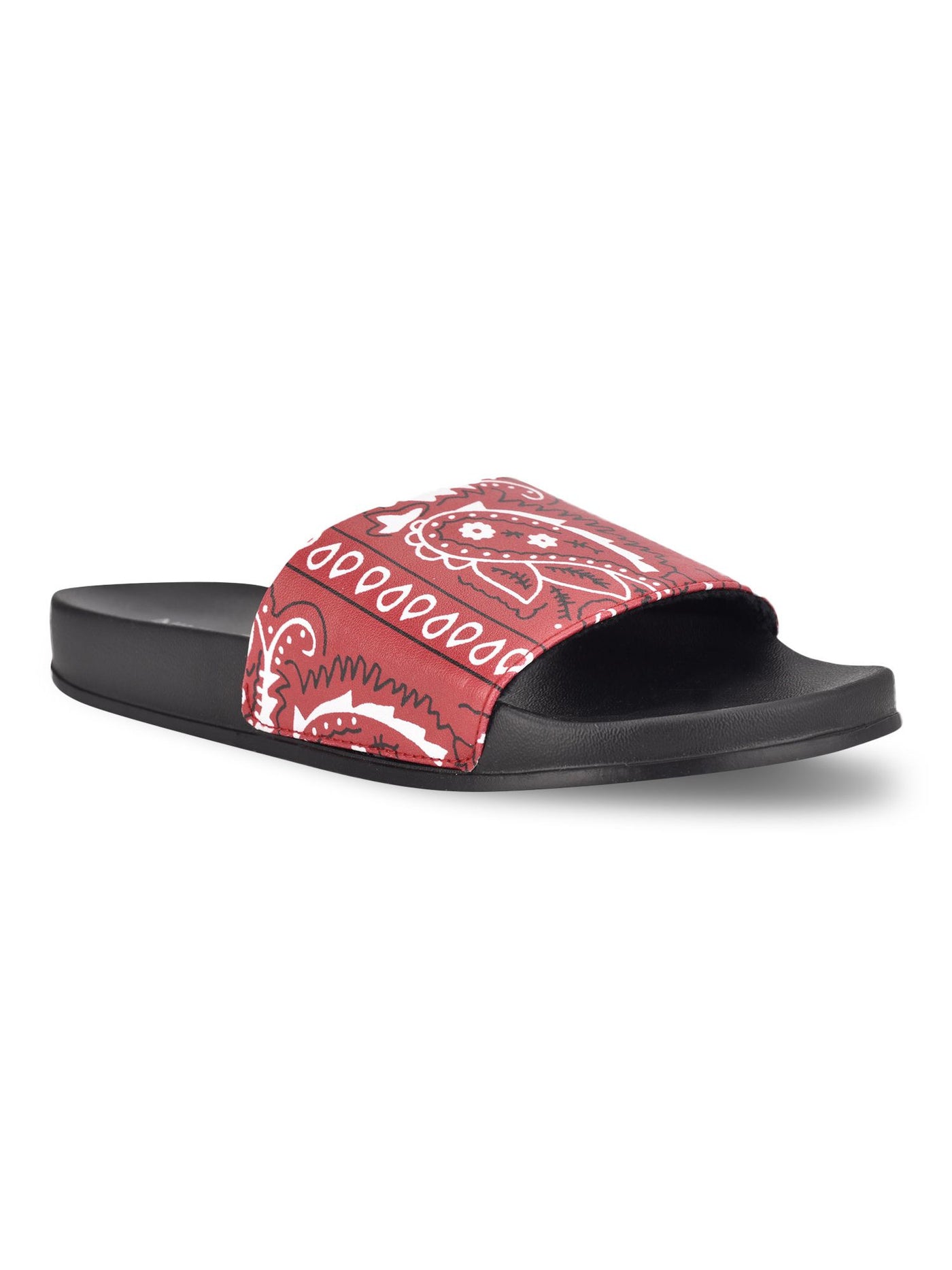 NINE WEST Womens Red Gradient Iridescent Comfort Sandbar Round Toe Wedge Slip On Slide Sandals 8 M