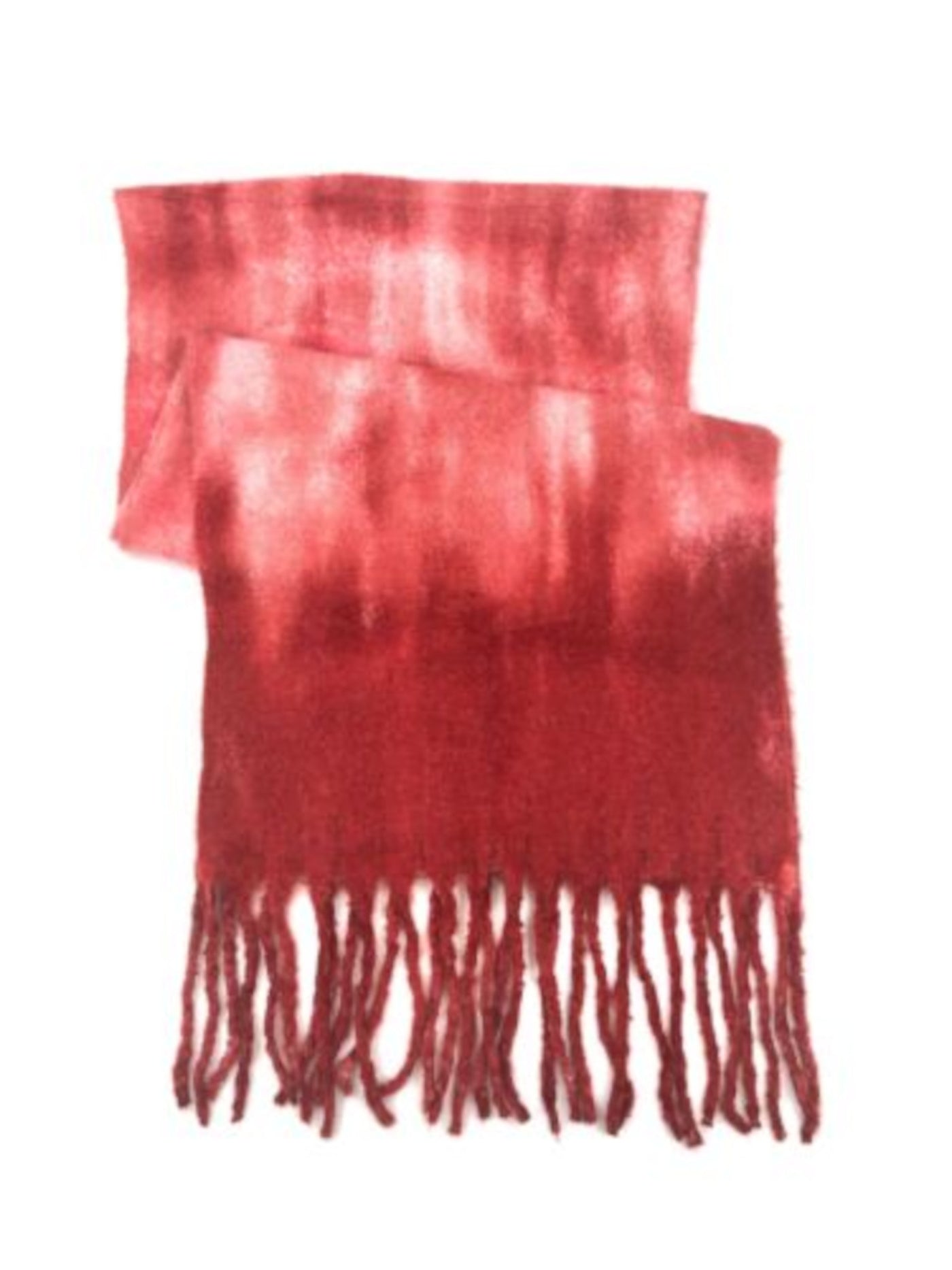 STEVE MADDEN Womens Terracotta Red Tie-Dyed Fringed Winter Scarf
