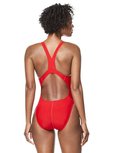 SPEEDO Women's Red Stretch Racerback Cutout One Piece Swimsuit 10