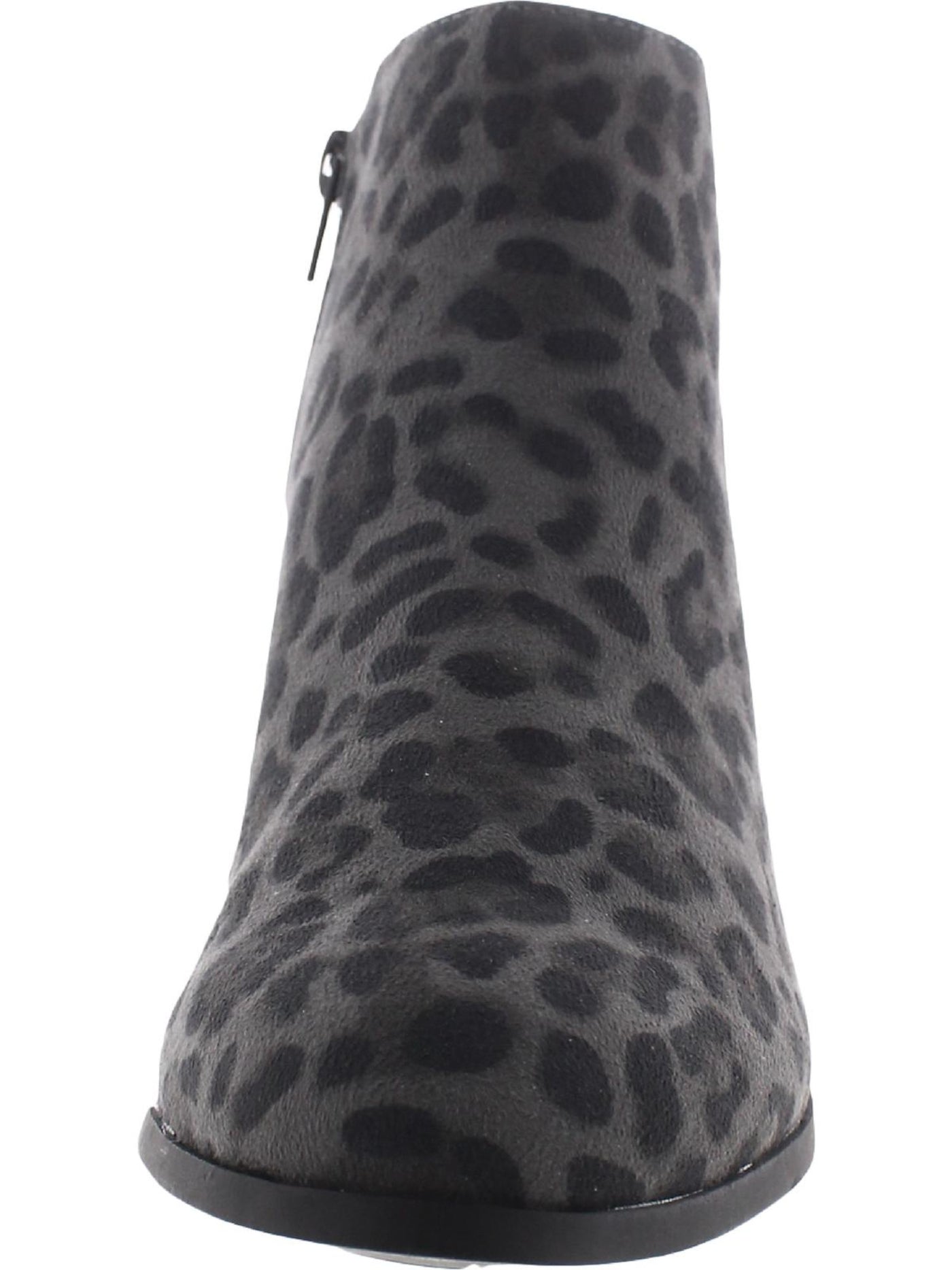 STYLE & COMPANY Womens Gray Animal Print Cushioned Zipper Accent Masrinaa Almond Toe Block Heel Zip-Up Booties 8.5 W