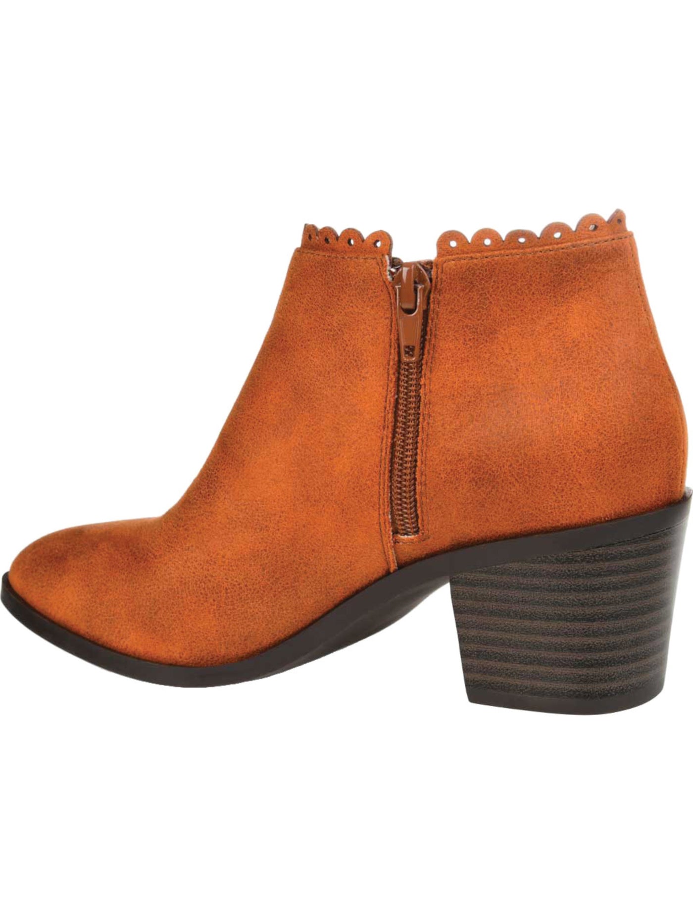 JOURNEE COLLECTION Womens Orange Side-Slit Tessa Almond Toe Block Heel Zip-Up Booties 9