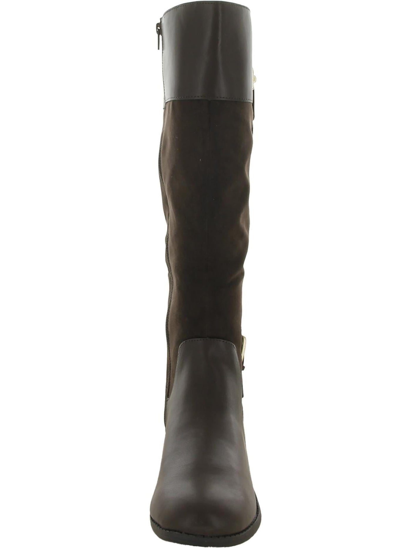 KAREN SCOTT Womens Brown Cushioned Deliee2 Round Toe Block Heel Zip-Up Riding Boot 11 M