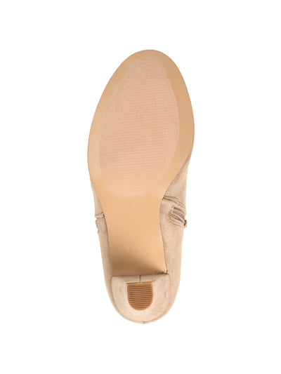 JOURNEE COLLECTION Womens Beige Zipper Accent Padded Sanzi Almond Toe Block Heel Zip-Up Booties W