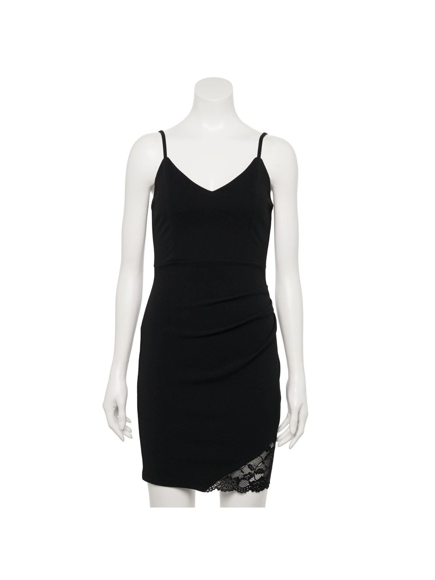 ALMOST FAMOUS Womens Black Spaghetti Strap V Neck Above The Knee Party Sheath Dress Juniors XL