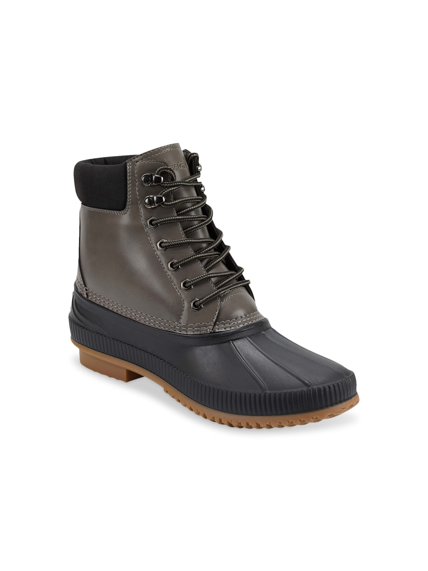 TOMMY HILFIGER Mens Gray Color Block Cushioned Collar Waterproof Padded Colins 2 Round Toe Lace-Up Duck Boots 8