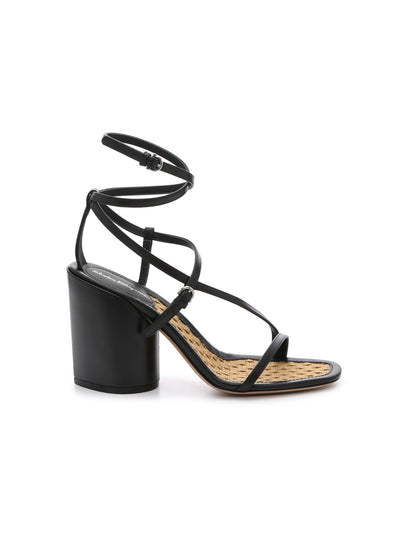 SALVATORE FERRAGAMO Womens Black Ankle Strap Strappy Adjustable Open Toe Buckle Leather Dress Heeled Sandal 7